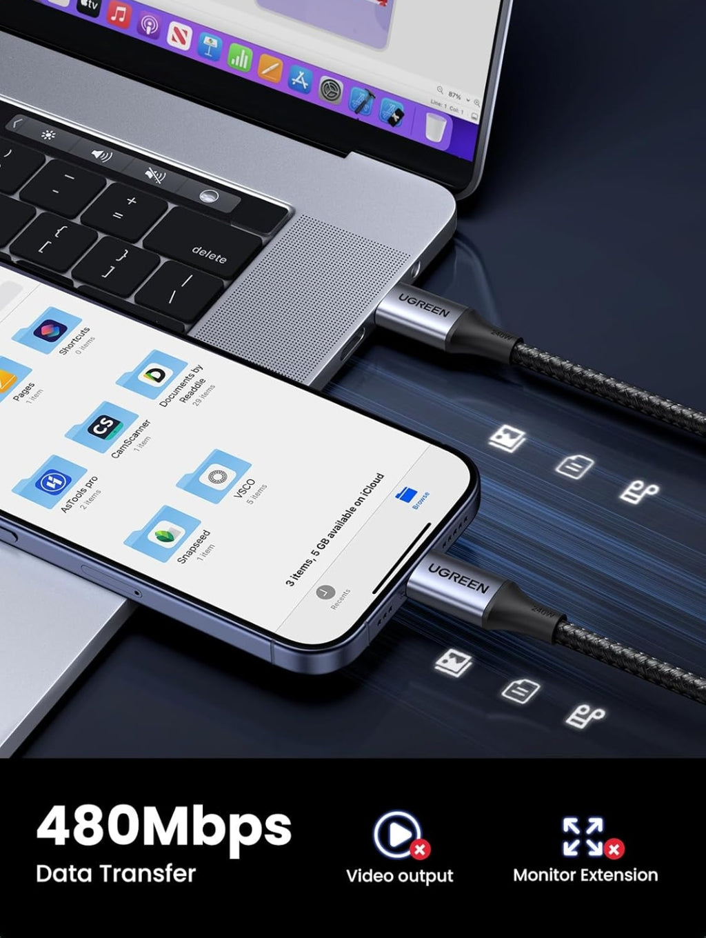 UGREEN 240W 
USB C to USB
C Cable